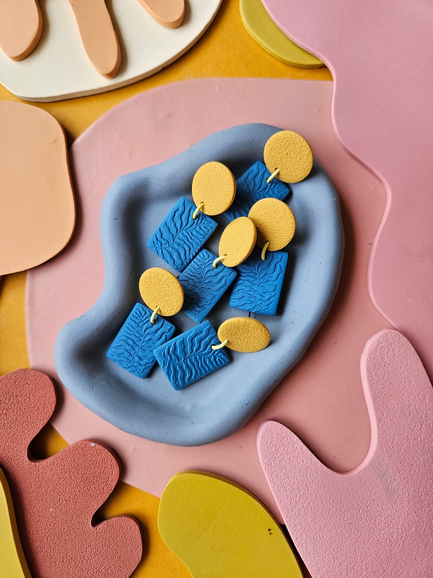 "The Fern" Matisse Inspired Color Block Earrings