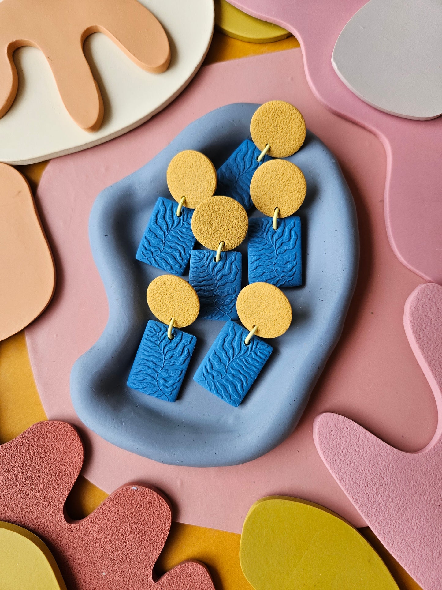 "The Fern" Matisse Inspired Color Block Earrings