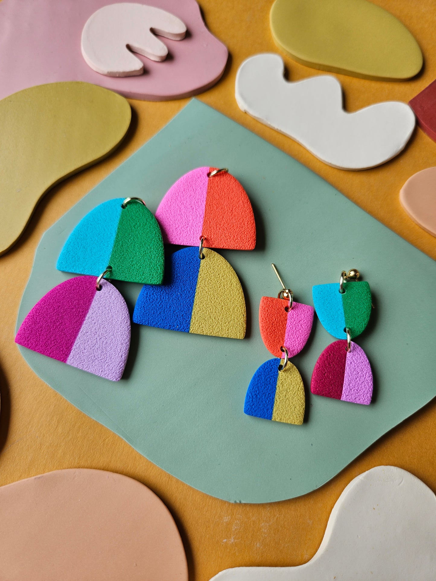 "The Stella" 4 Square Mutlicolored Dangle Earring