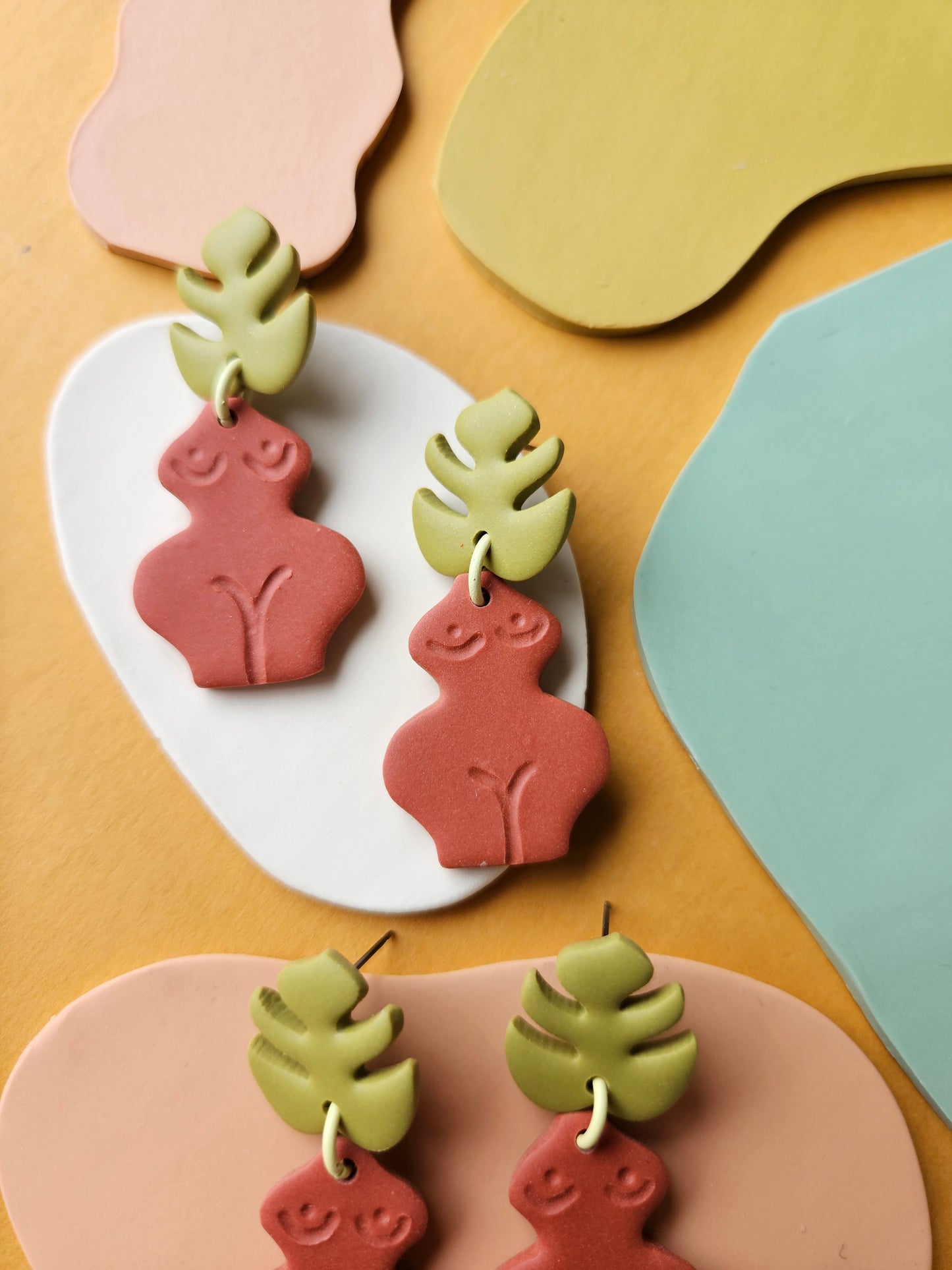 "The Le Femme" Monstera Leaf Top + Female Form Planter Earrings