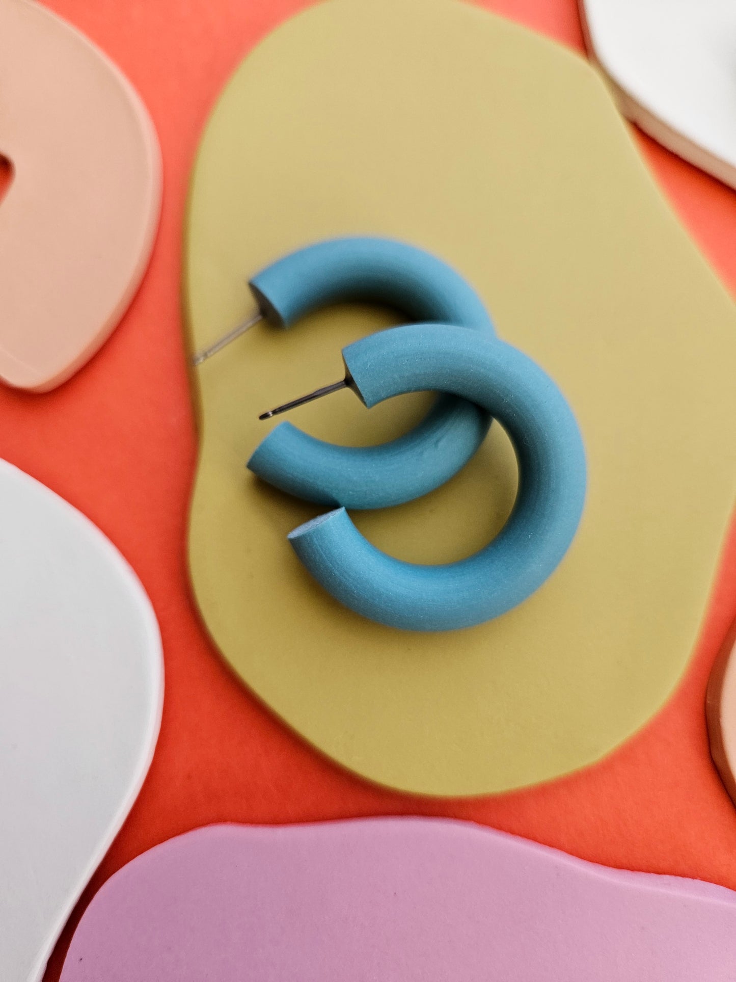 Swim Team LMT ED Fall Color Polymer Clay Hoop Earrings