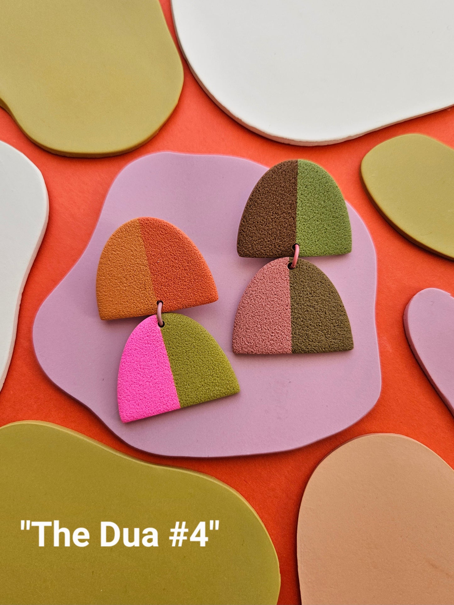 "The Dua" in LMT ED Colors (Set) Fall Polymer Clay Color Block Statment Earrings