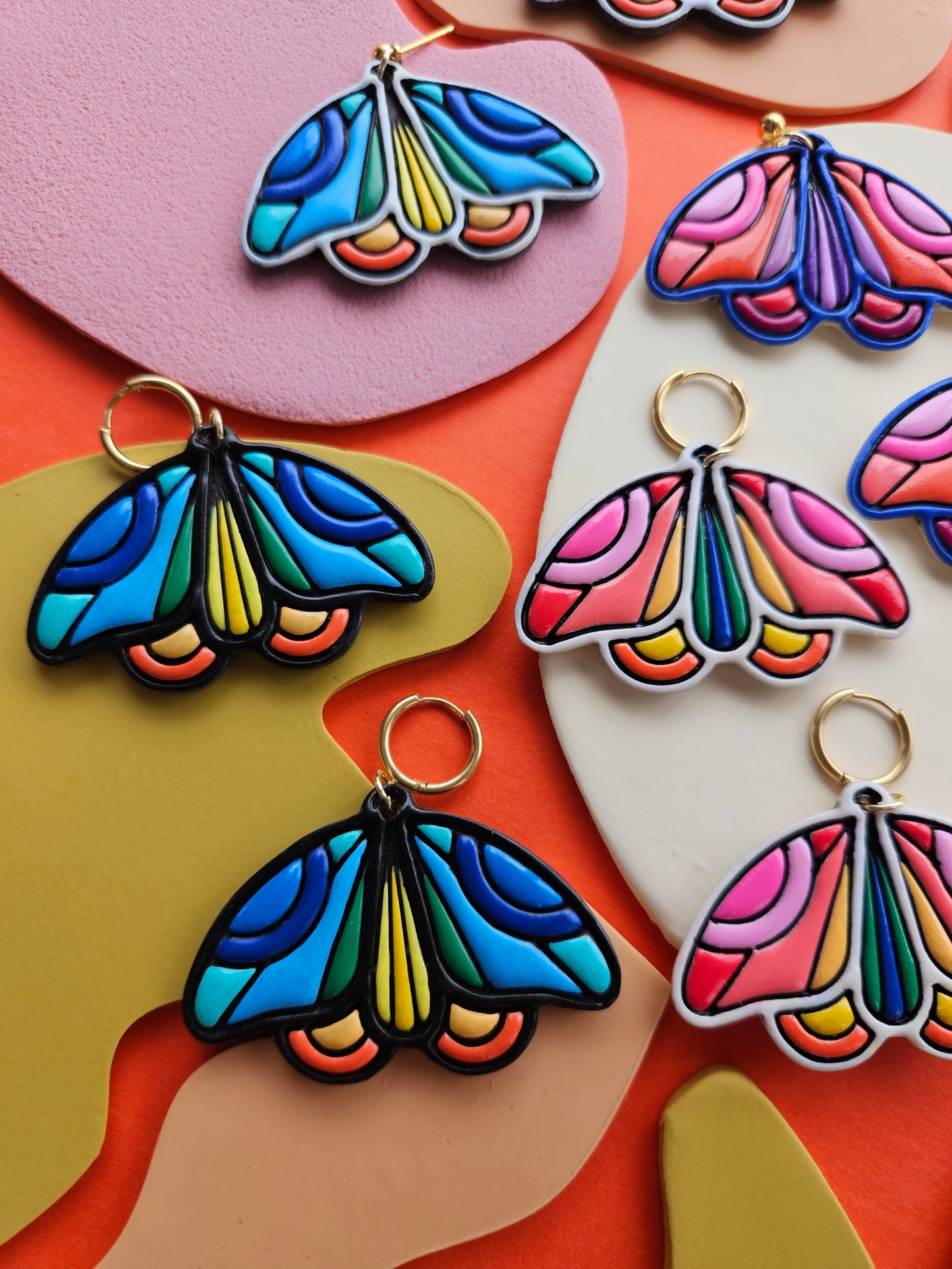 "The Joyce" Emily Van Hoff Hand-Painted Rainbow Moth Collab Earrings