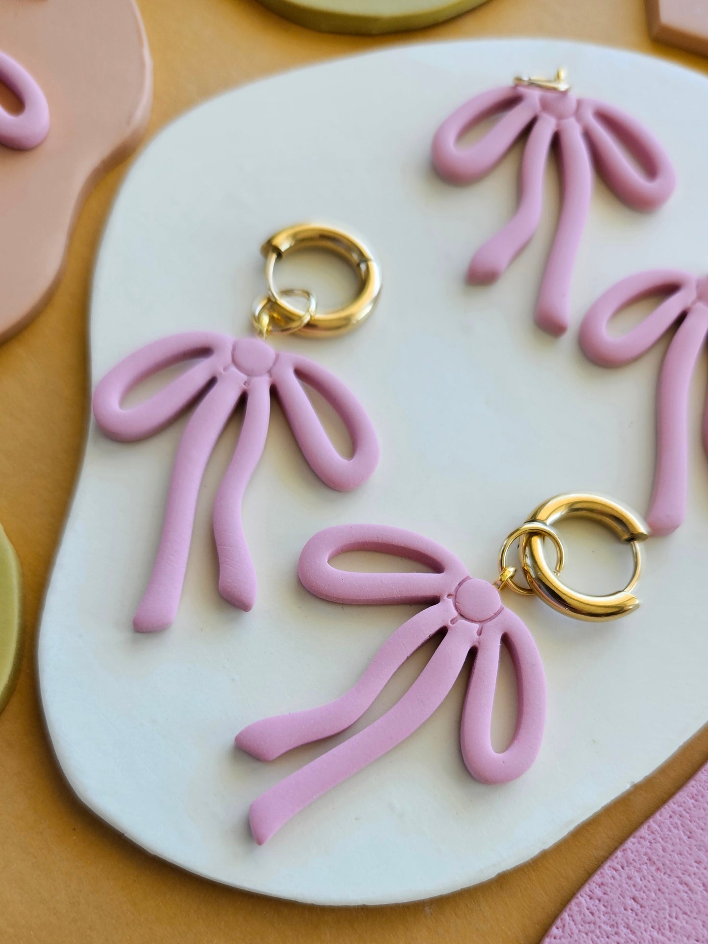 Bow Charm Earrings in Pink or Tie Dye