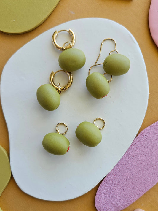 "Olive You" Green Olive Charm Earrings/ Individual Charm