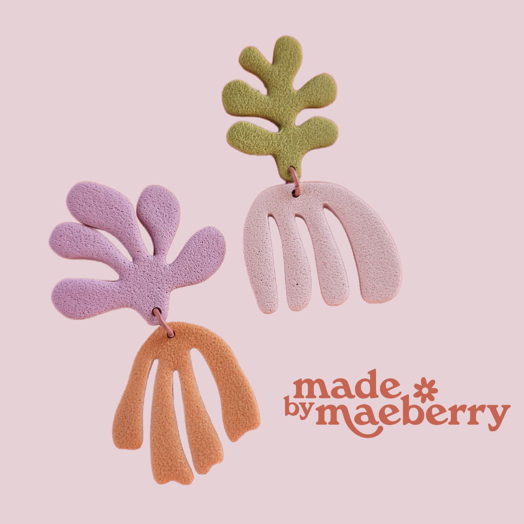 Matisse Inspired Extra Large Mismatched Coral Inspired Earrings