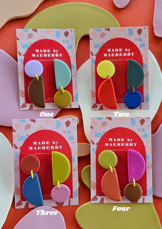 Color Block Selenlion Bold Colorful Mismatched Earrings