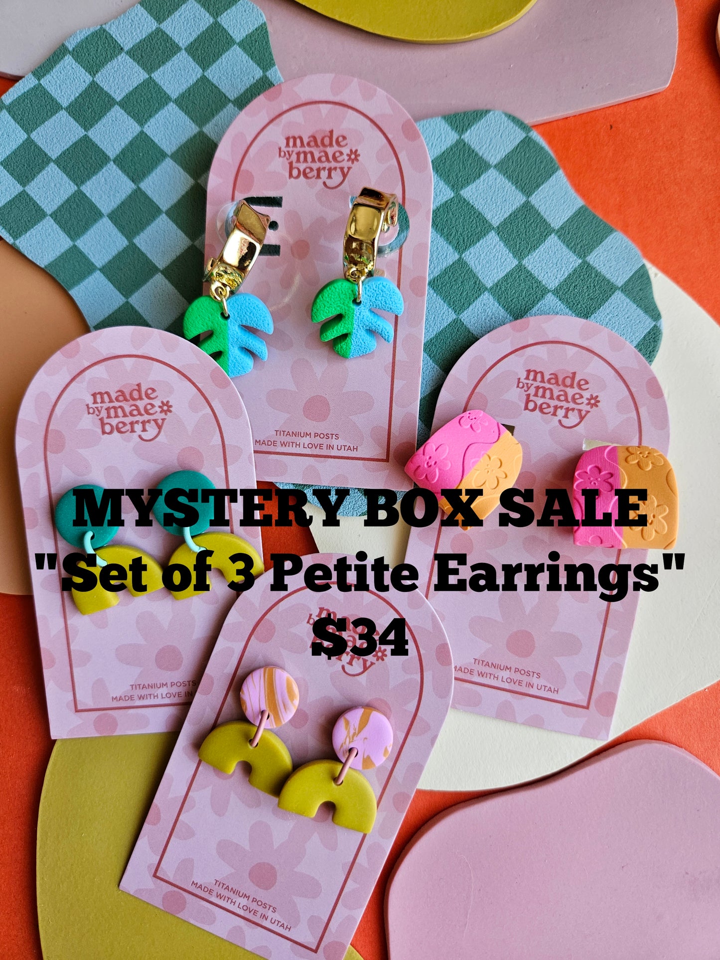 MYSTERY BOX SALE Set of 3 Petite/Small Pairs of Earrings $34