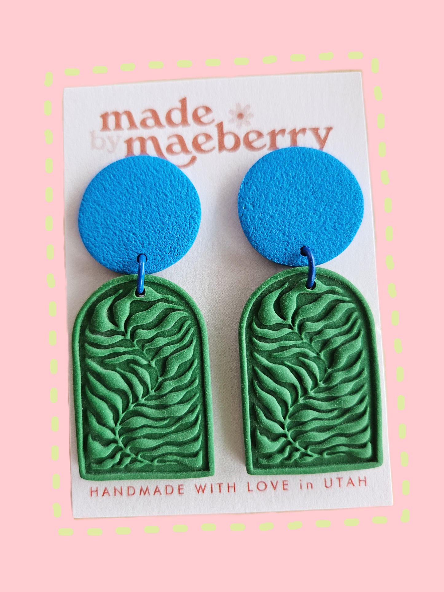 The Fern Large Color Way No. 2 Matisse Inspired Polymer Clay Earrings