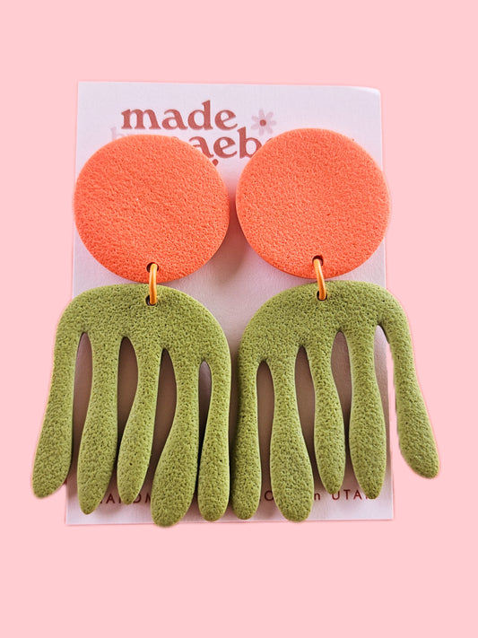 Large Colorful Statement Earrings Matisse Inspired Color Polymer Clay Earrings