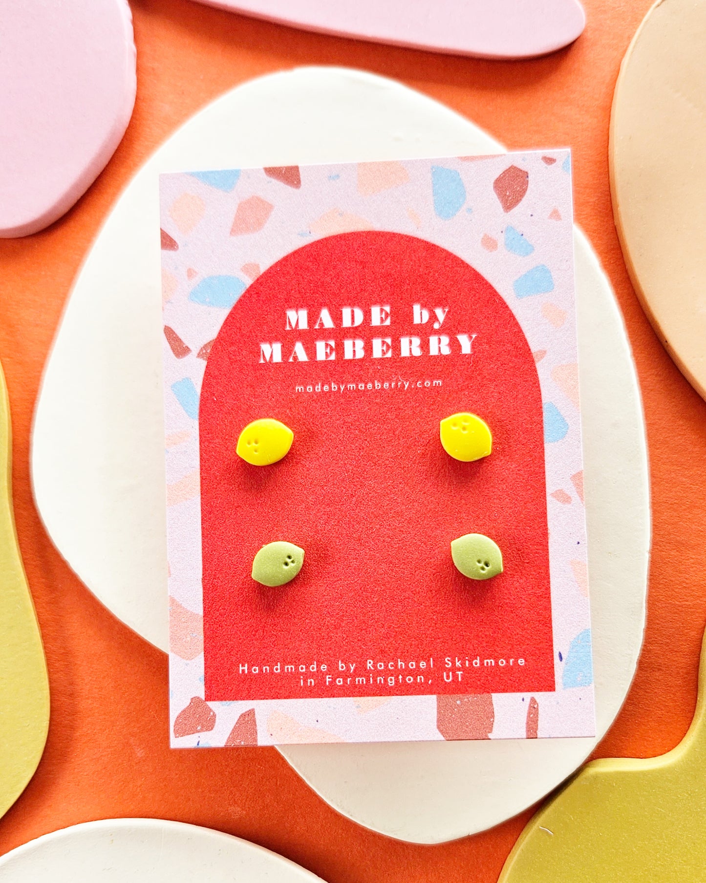Mini Lemon + Lime Studs Polymer Clay Petite Earrings
