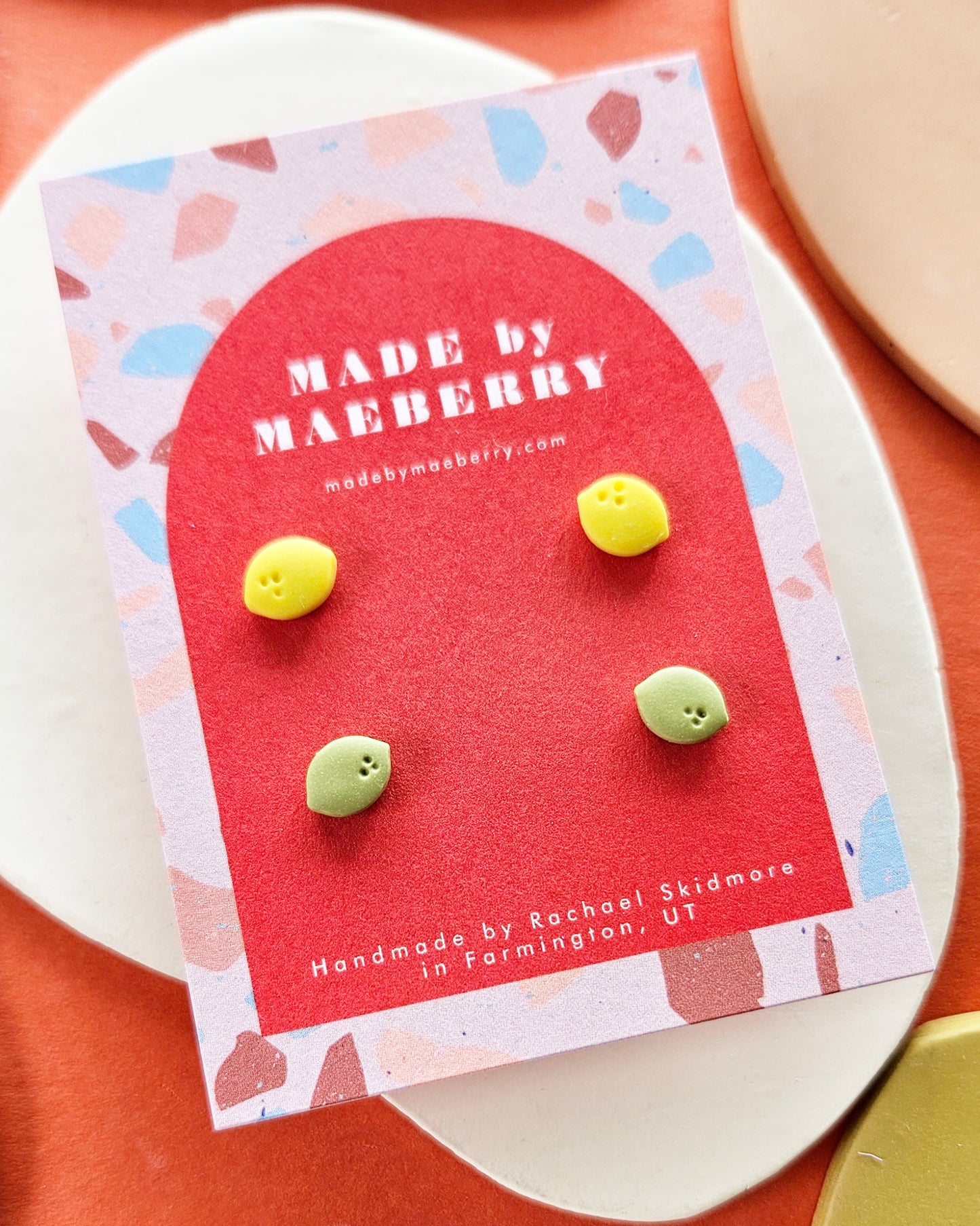 Mini Lemon + Lime Studs Polymer Clay Petite Earrings