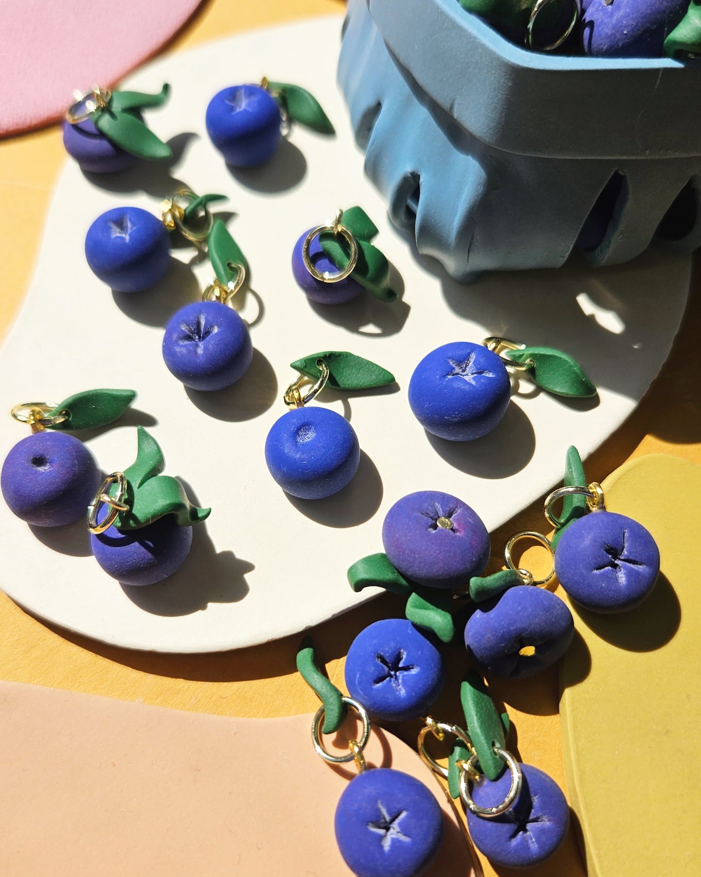 Blueberry Charm Earrings Handmade Polymer Clay Blueberry Charms