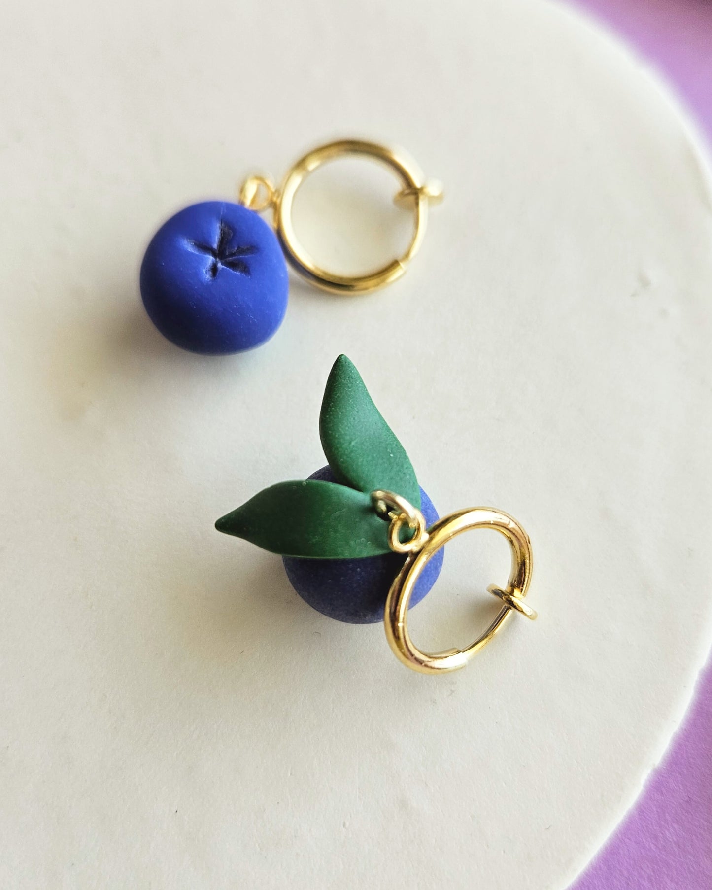 Blueberry Charm Earrings Handmade Polymer Clay Blueberry Charms