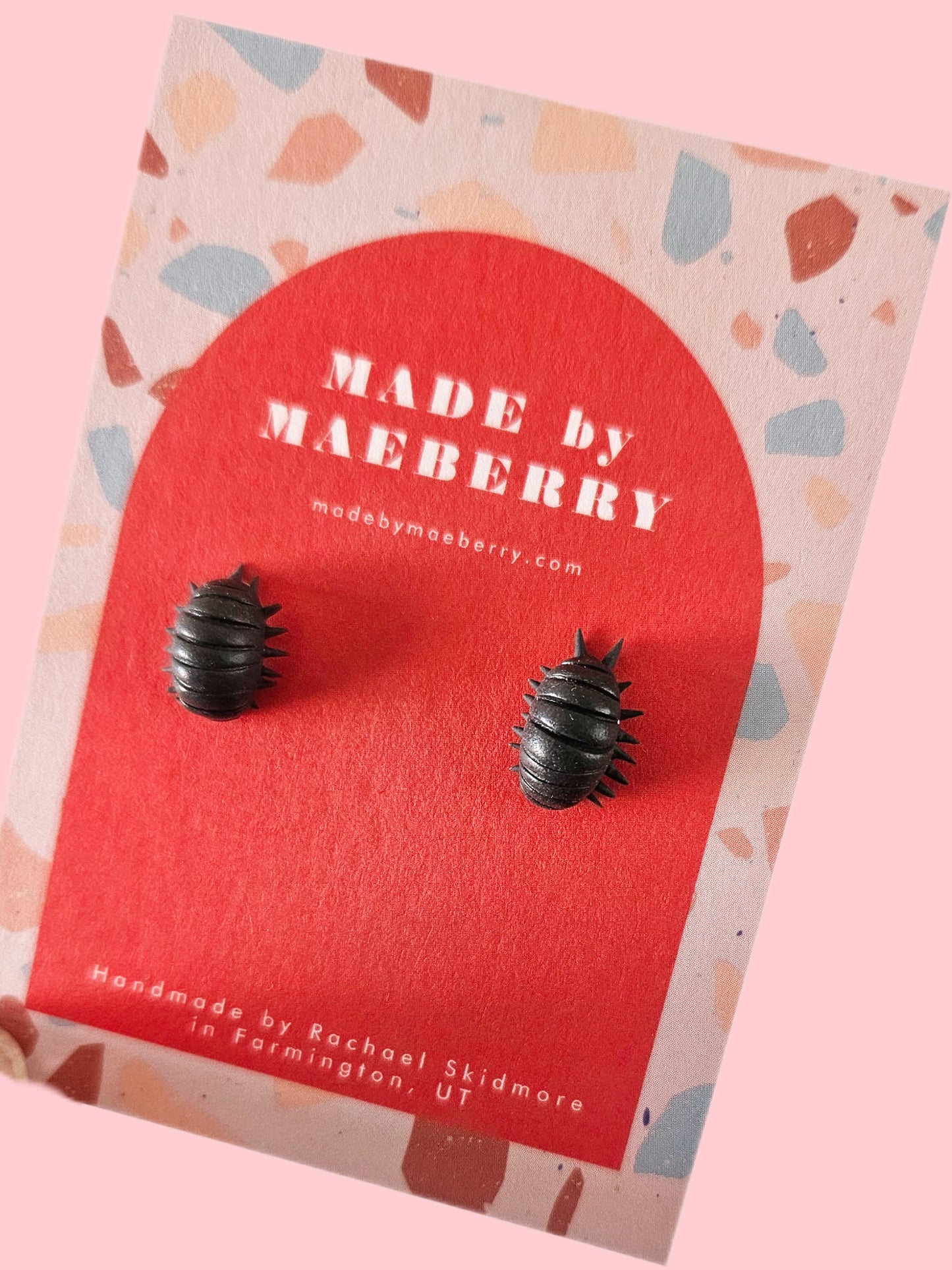 "Betty Bug" Rolly Polly Pill Bug Charm Earrings or Charm Attachment for Charm Necklace