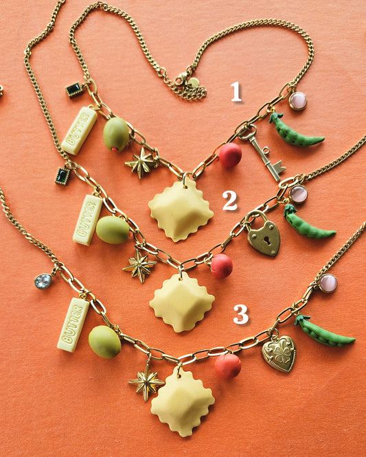 "Charmed I'm Sure" Summer in Italy Charm Necklace Pasta Tomato Olive