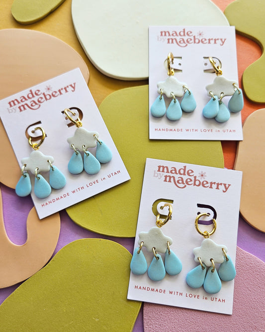 Rain Clouds Hoop Earrings