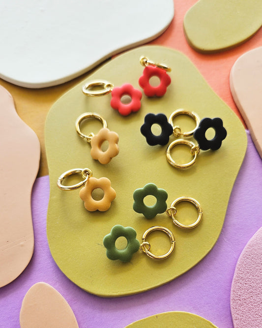 Flower Power Charm Earrings Mini Floral Earrings Handmade Polymer Clay