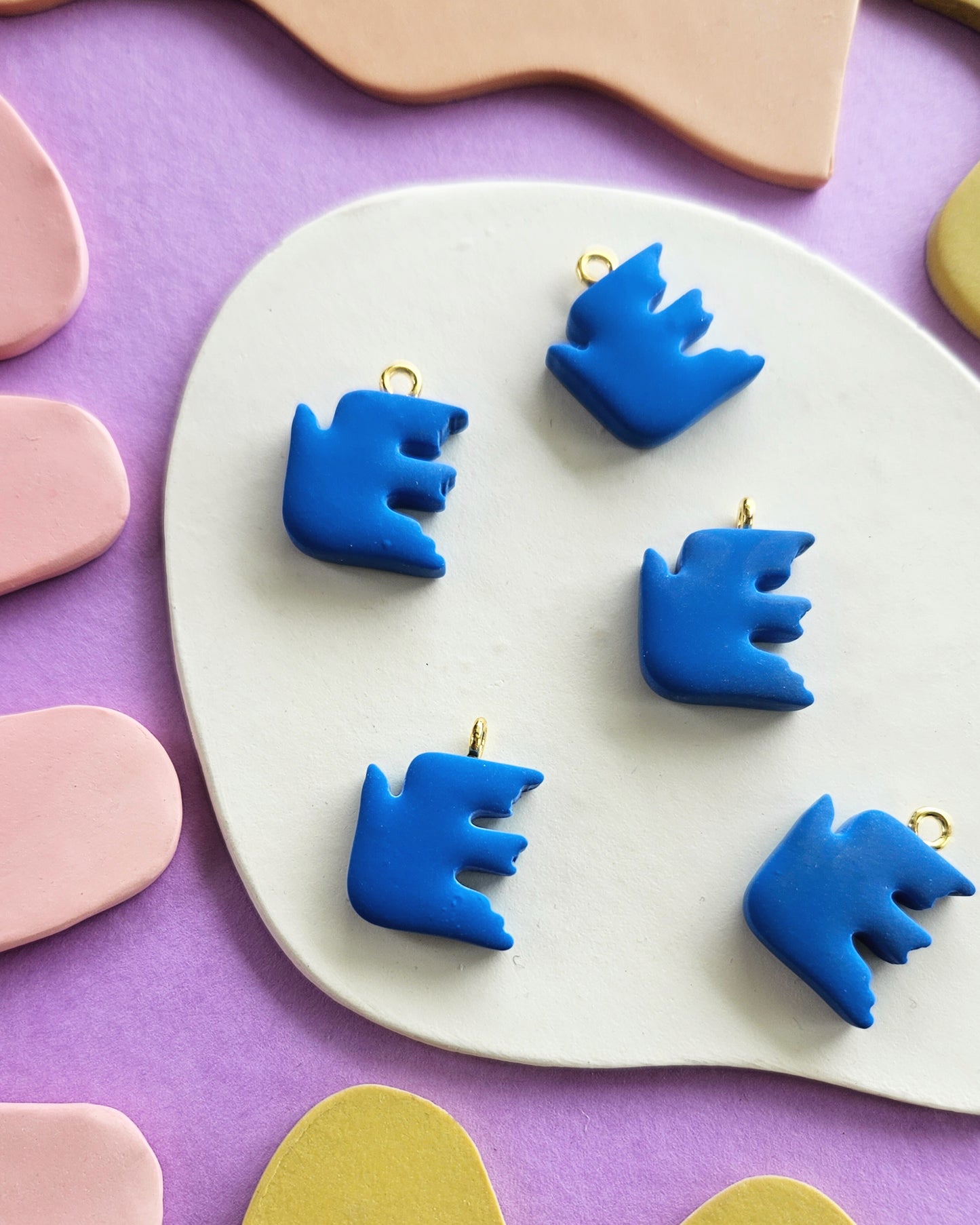 Blue Bird Charm Earrings / Charms for Necklaces
