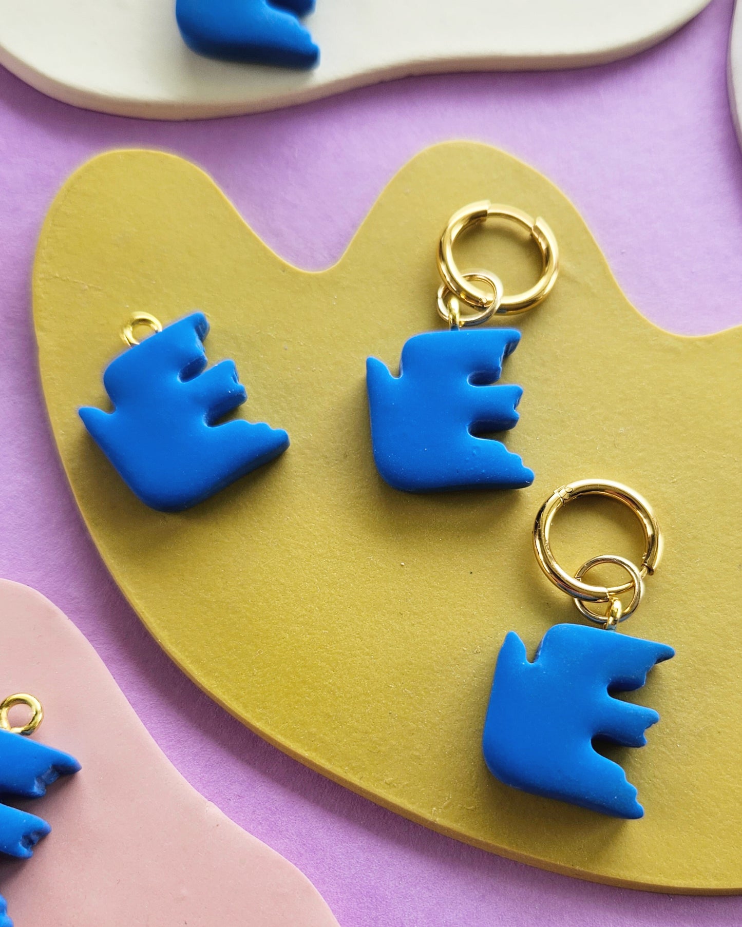 Blue Bird Charm Earrings / Charms for Necklaces