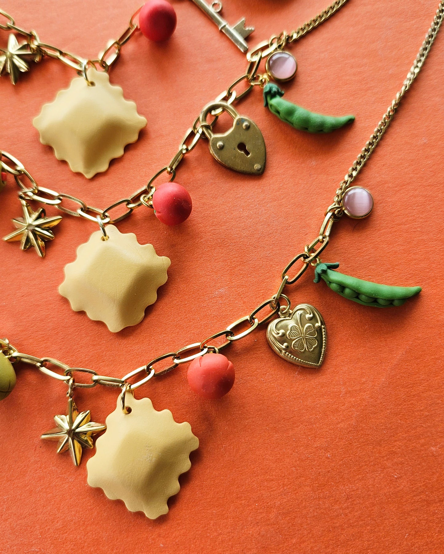"Charmed I'm Sure" Summer in Italy Charm Necklace Pasta Tomato Olive