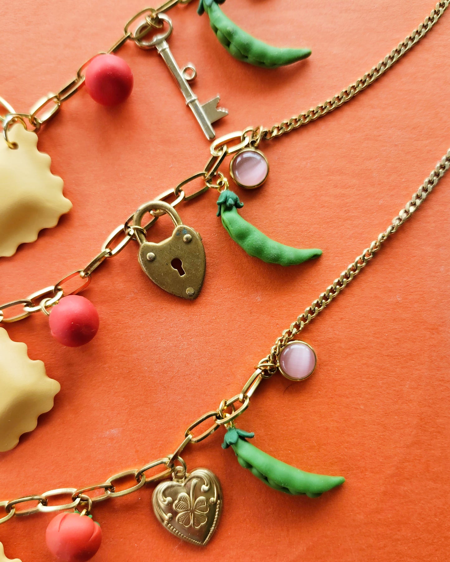 "Charmed I'm Sure" Summer in Italy Charm Necklace Pasta Tomato Olive