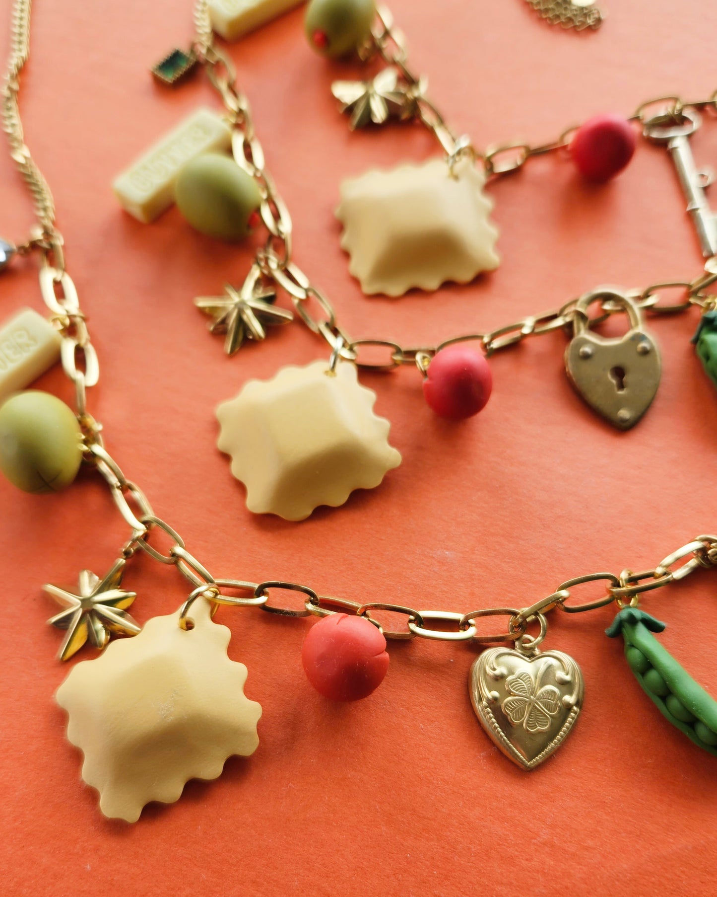 "Charmed I'm Sure" Summer in Italy Charm Necklace Pasta Tomato Olive