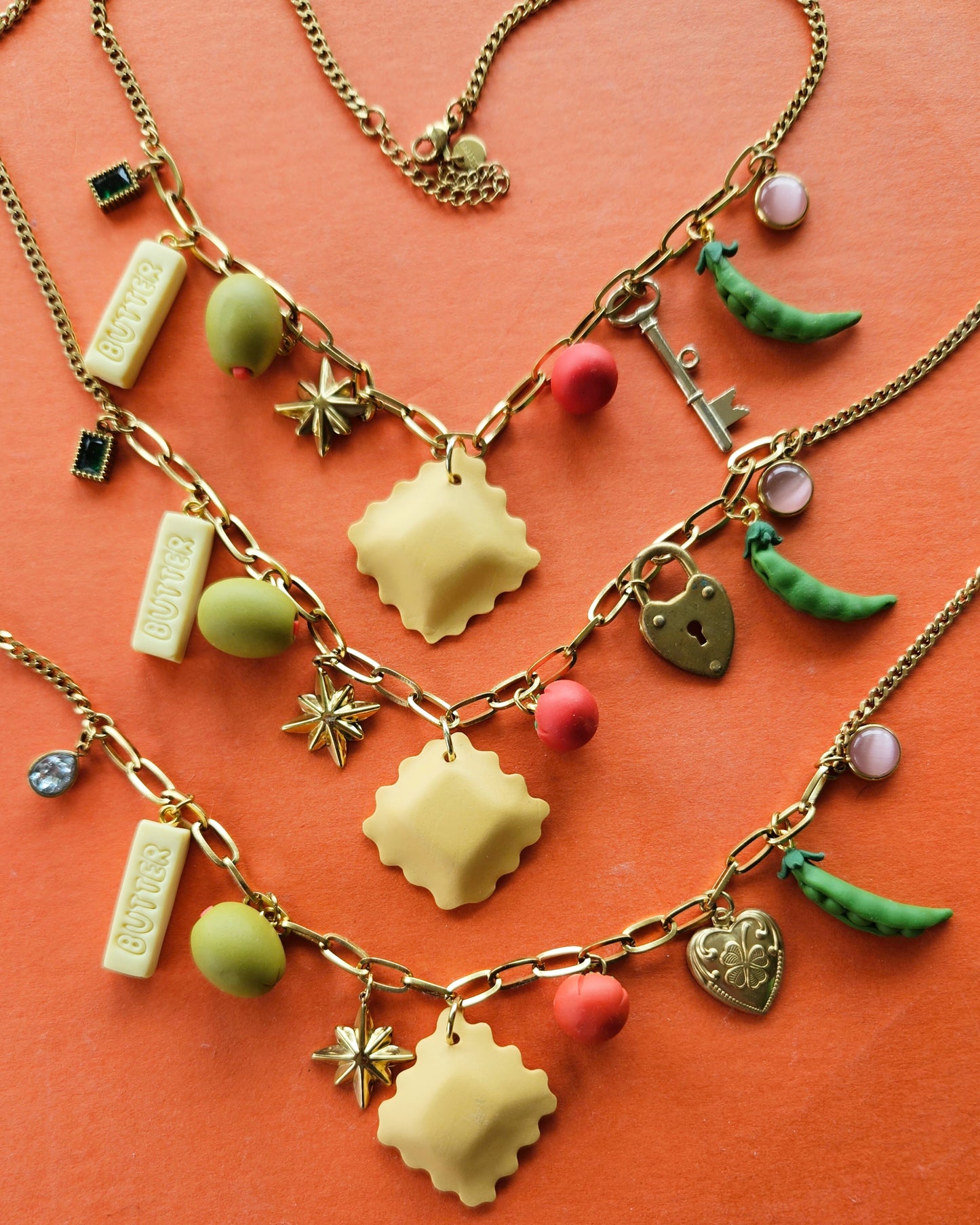 "Charmed I'm Sure" Summer in Italy Charm Necklace Pasta Tomato Olive