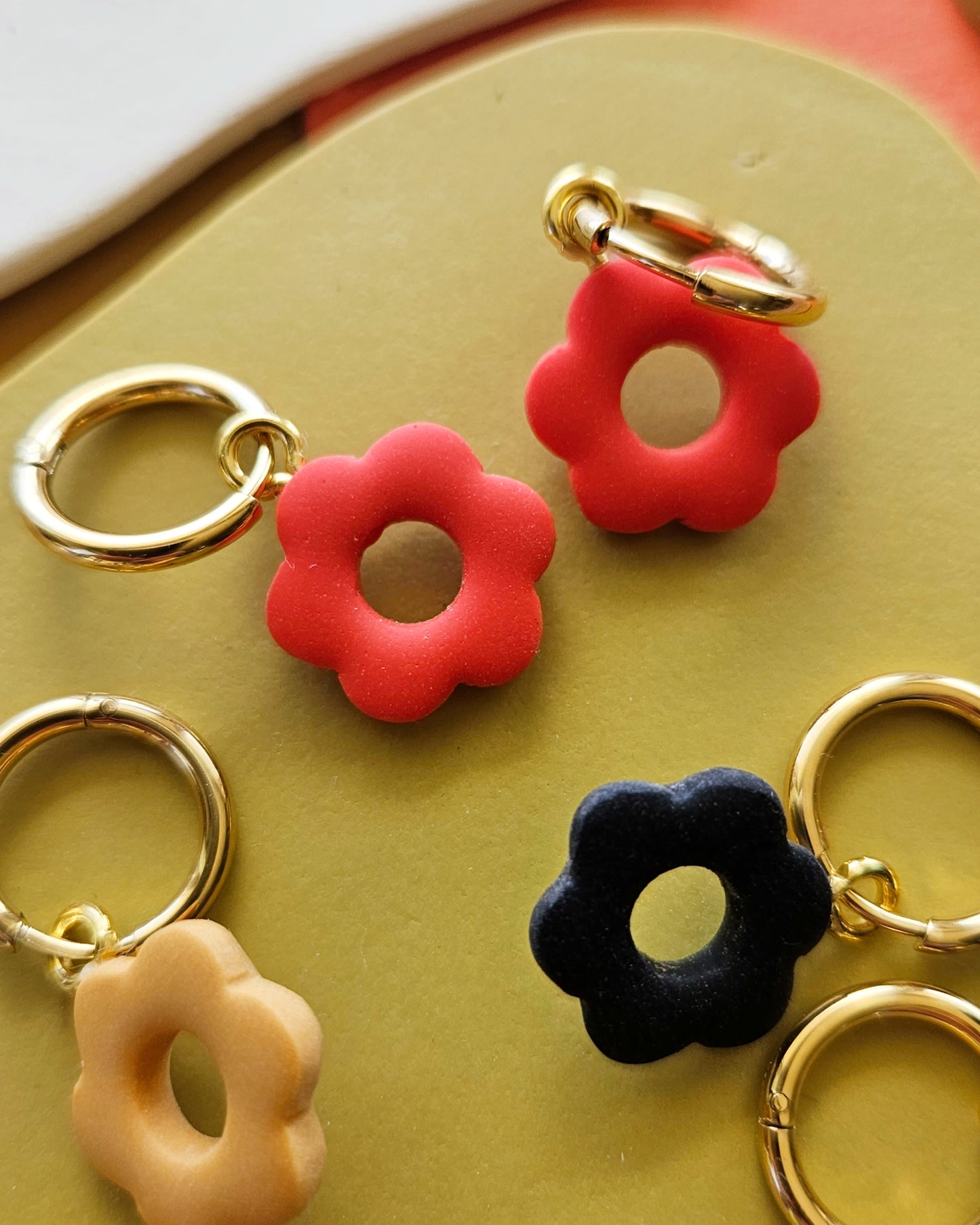 Flower Power Charm Earrings Mini Floral Earrings Handmade Polymer Clay