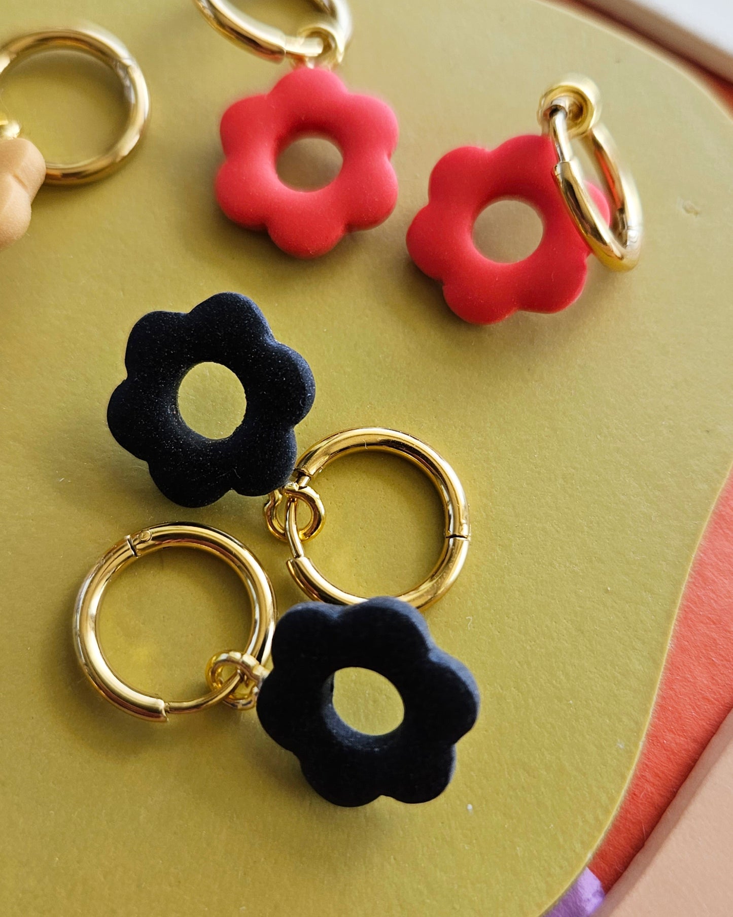 Flower Power Charm Earrings Mini Floral Earrings Handmade Polymer Clay