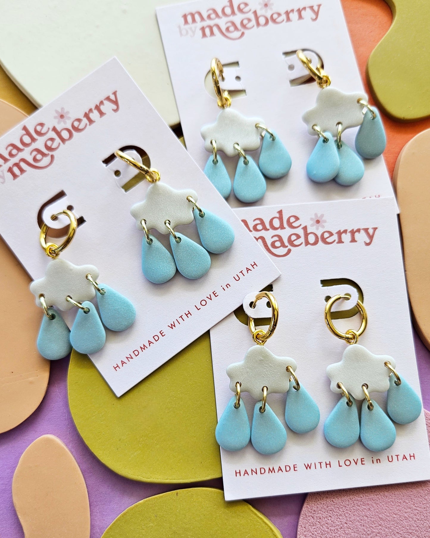 Rain Clouds Hoop Earrings