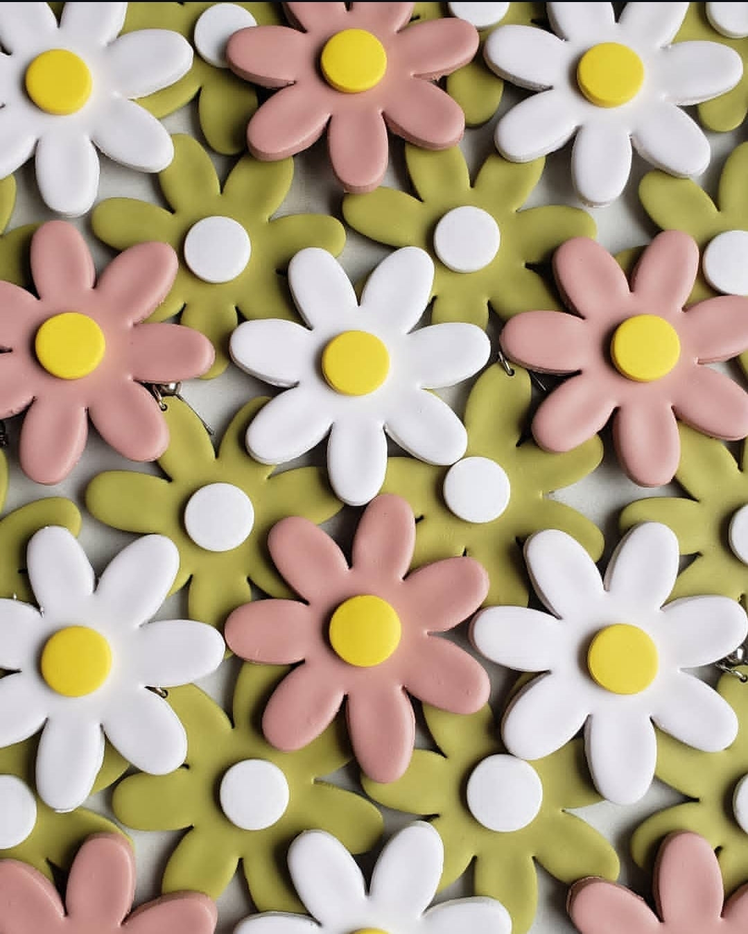"THE DAISY" Flower Power Statement Earrings Polymer Clay Handmade Earrings