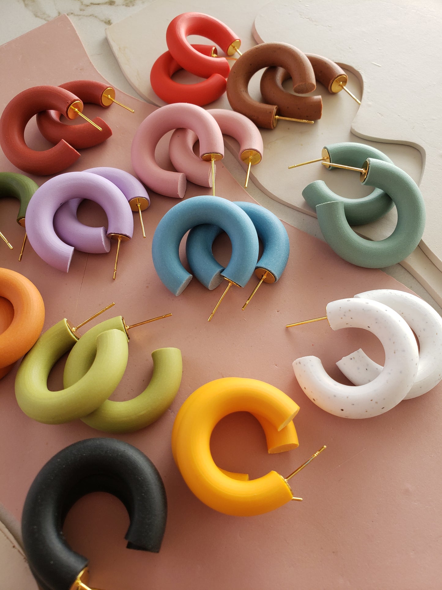 The Mini 1" Hoop Petite Polymer Clay Earrings