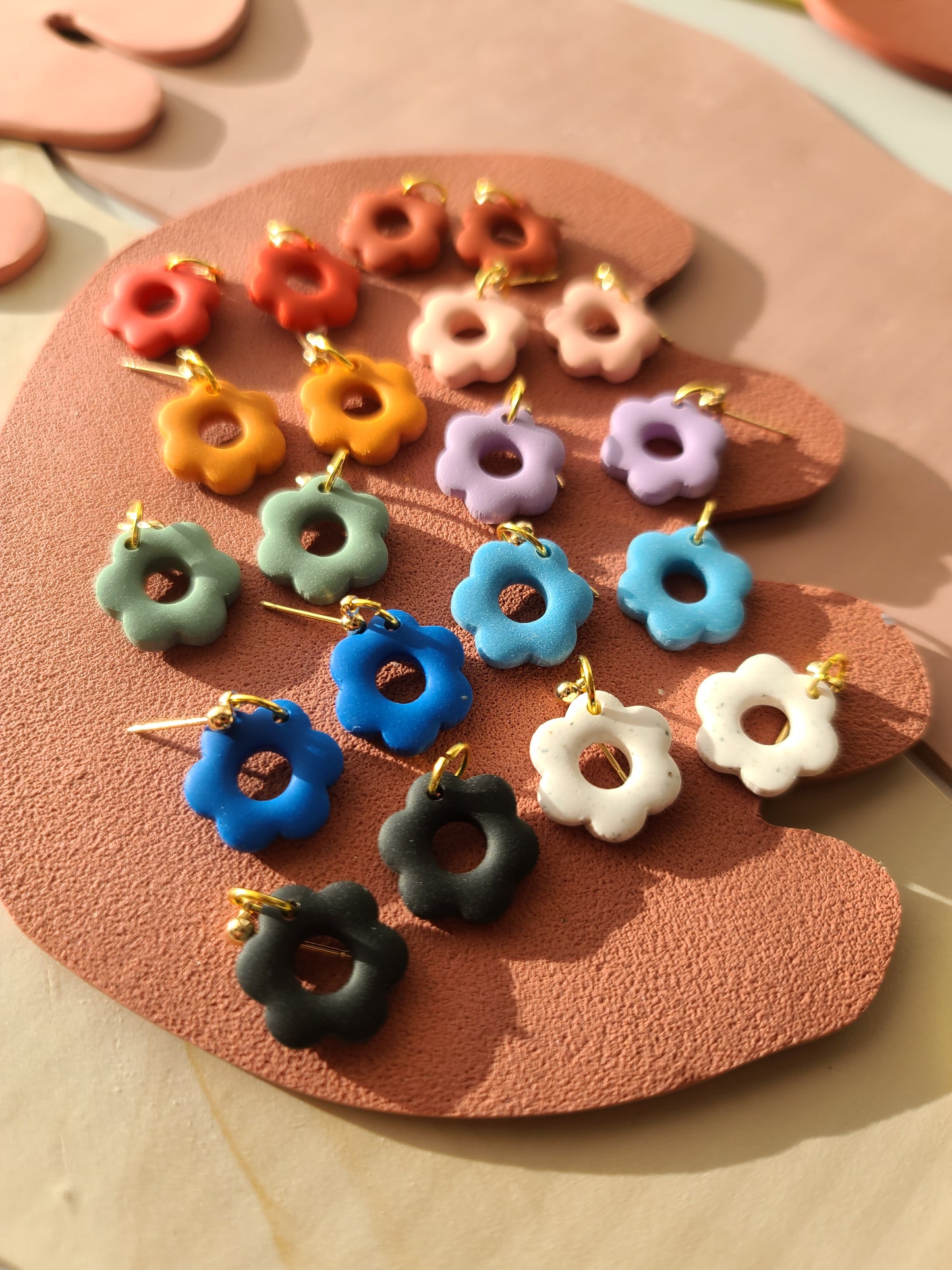 Mini Flower Dangle Earrings 14k Gold Plated