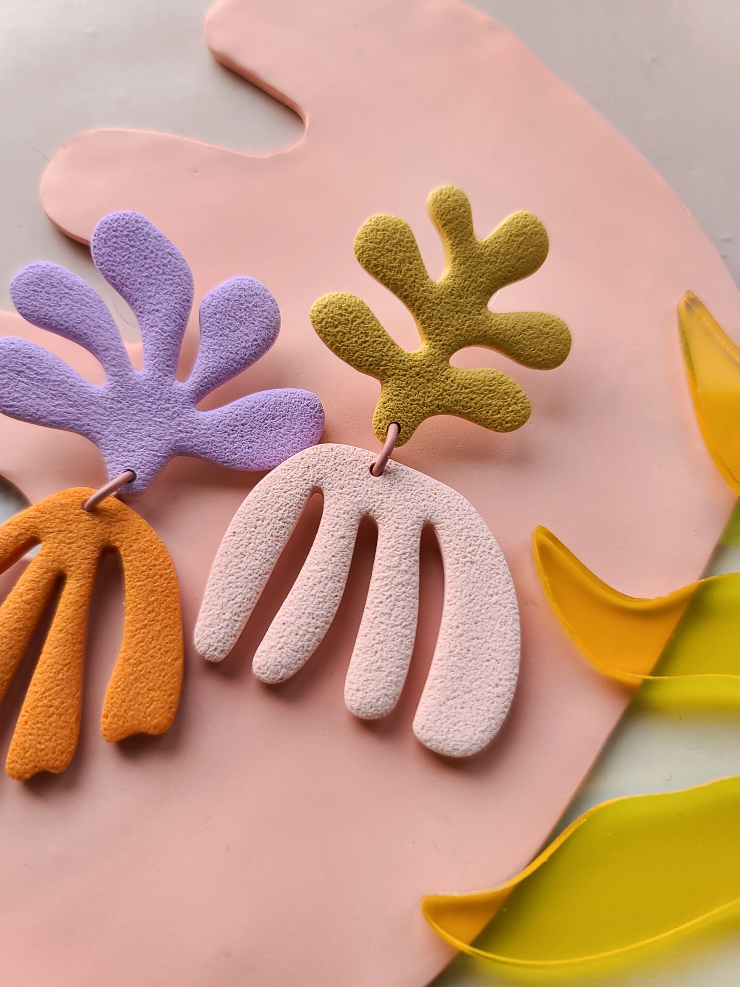 Matisse Inspired Extra Large Mismatched Coral Inspired Earrings