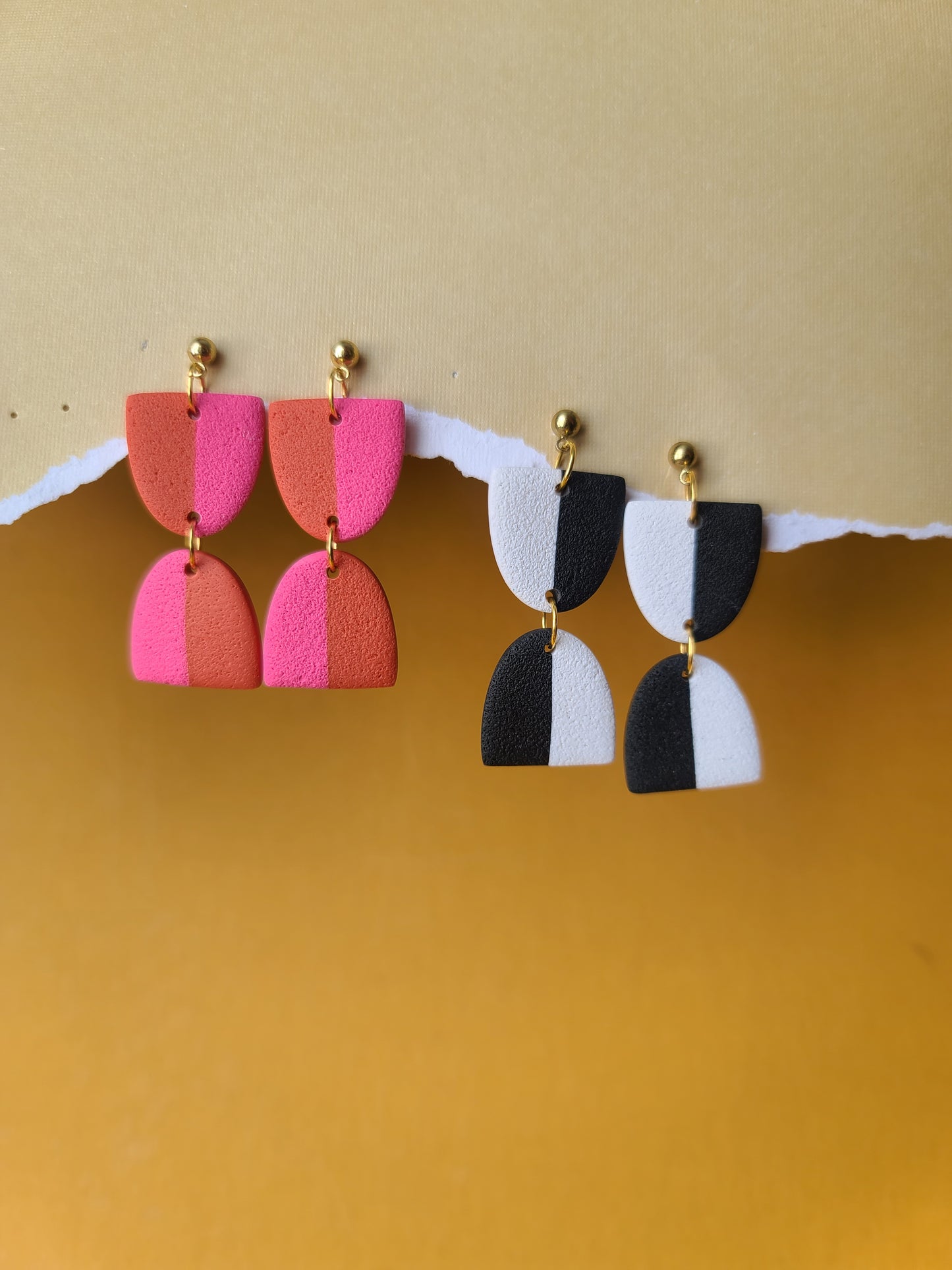 The Stella Two Tone Color Block Earrings