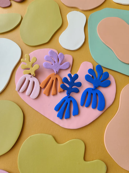 Matisse Inspired Extra Large Mismatched Coral Inspired Earrings