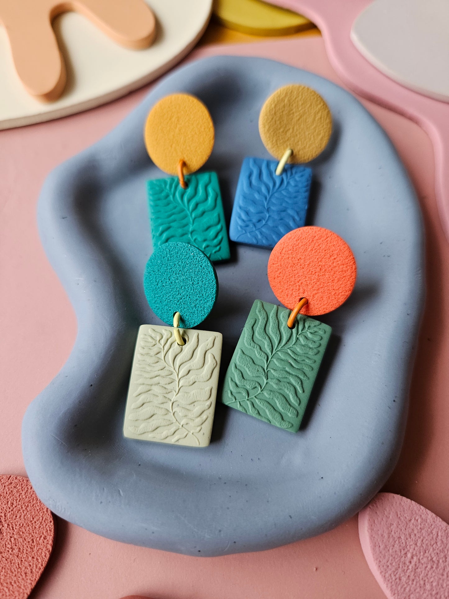 "The Fern" Matisse Inspired Color Block Earrings