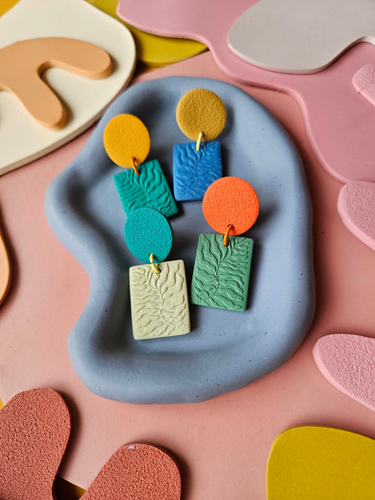 "The Fern" Matisse Inspired Color Block Earrings