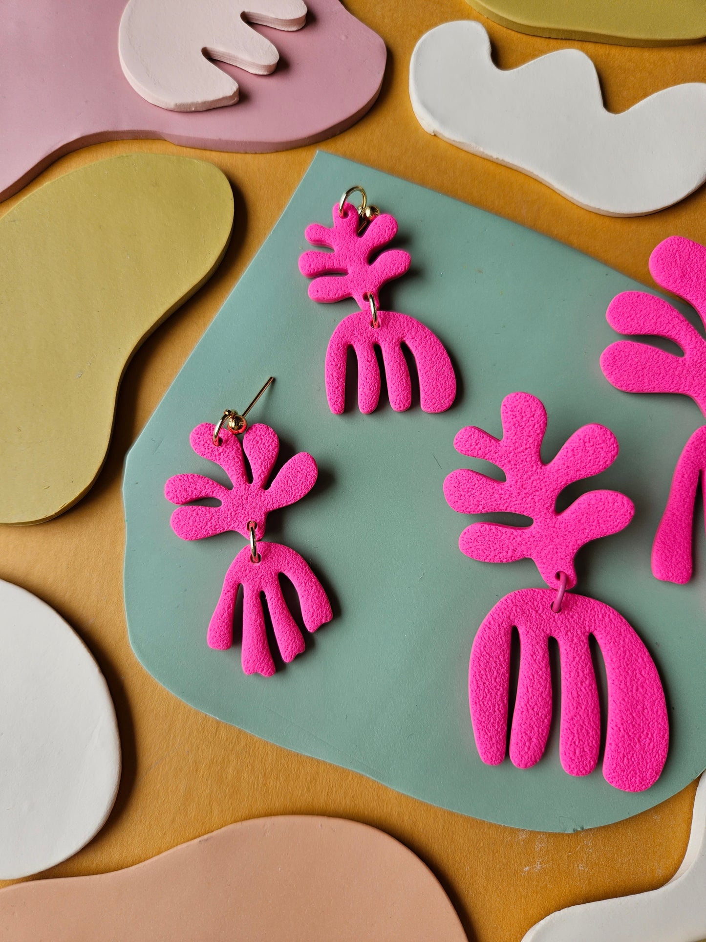 Hot Pink Matisse Large Statement Earrings