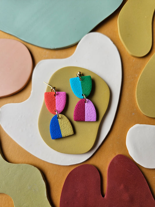 "The Stella" 4 Square Mutlicolored Dangle Earring