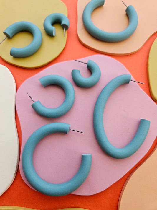 Swim Team LMT ED Fall Color Polymer Clay Hoop Earrings