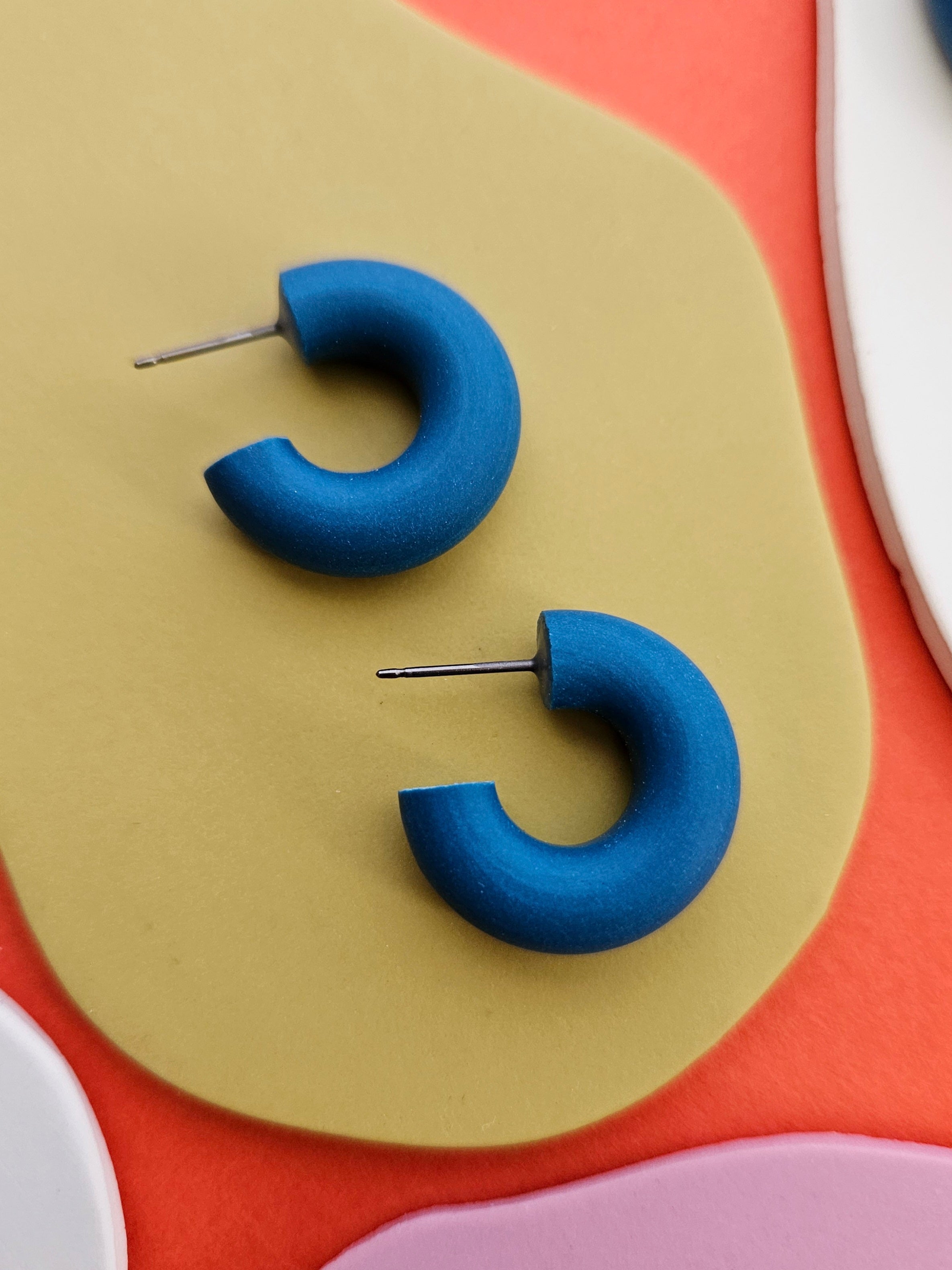 Classic Polymer Clay Medium 1.5 Hoop Earrings