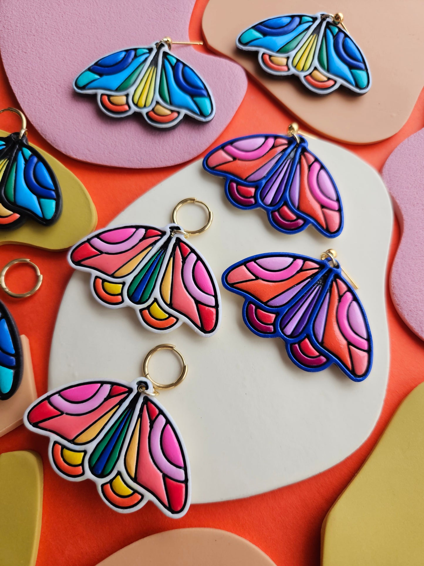 PRE ORDER "The Joyce" Emily Van Hoff Hand-Painted Rainbow Moth Collab Earrings