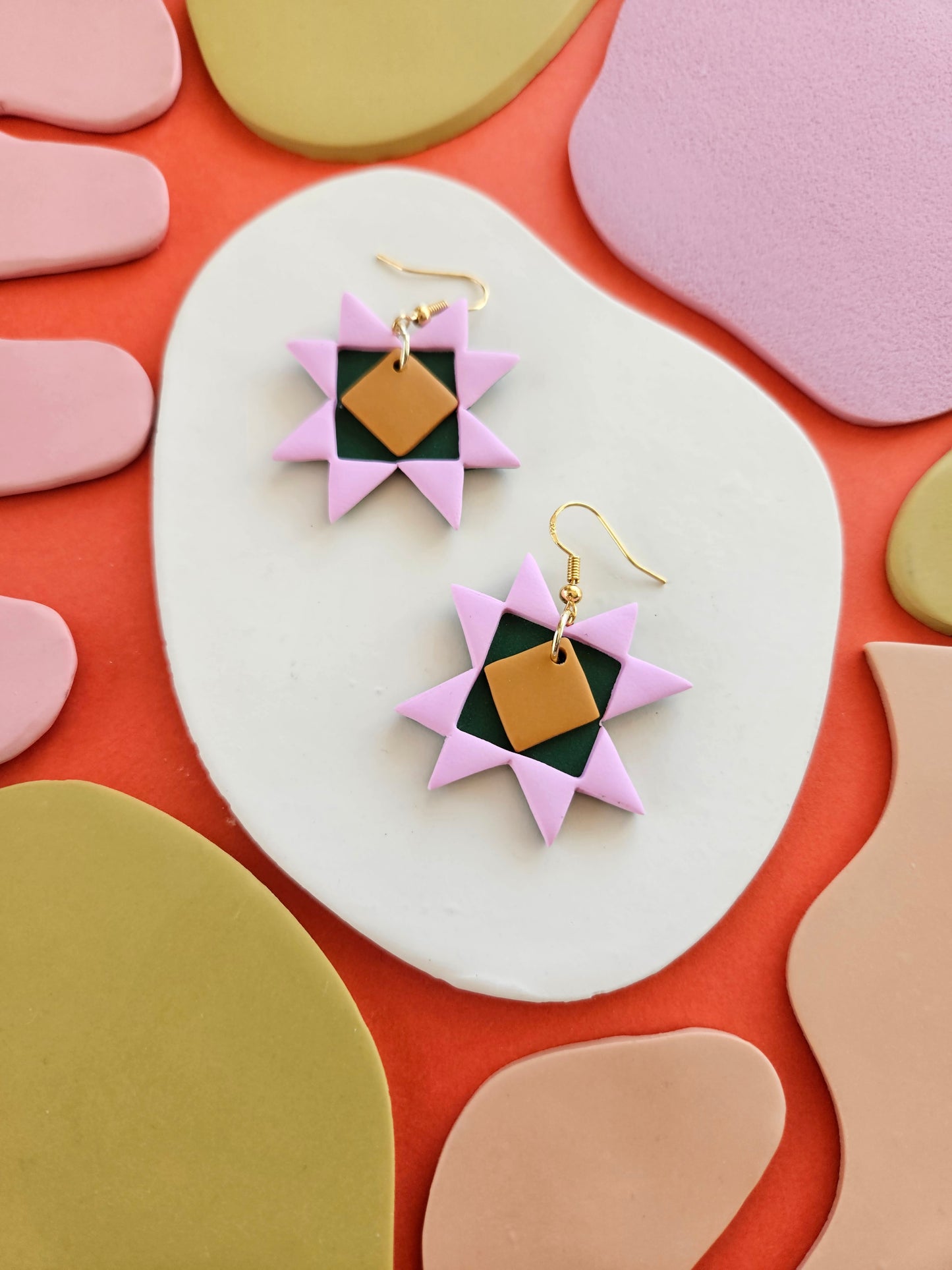 "The Lisa" Ouilted Patchwork Polymer Clay Earring Lisa Congdon Collection