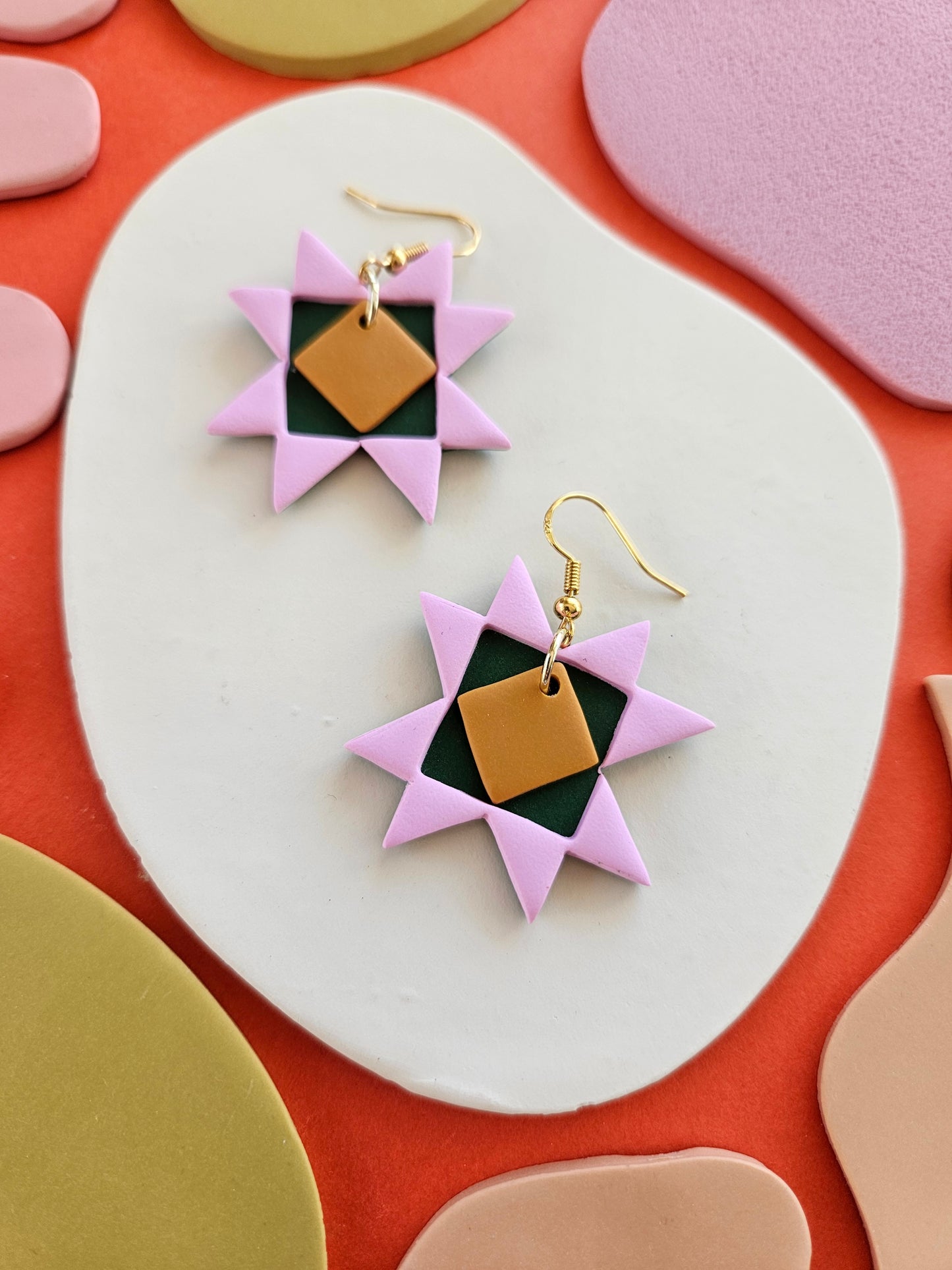 "The Lisa" Ouilted Patchwork Polymer Clay Earring Lisa Congdon Collection