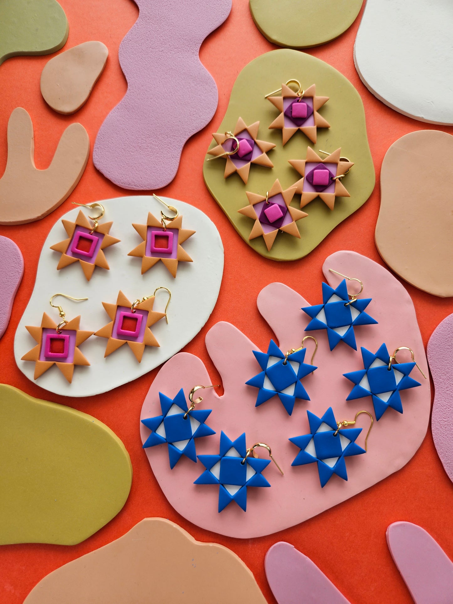 "The Lisa" Quilted Star Patchwork Polymer Clay Earring // Lisa Congdon Collection