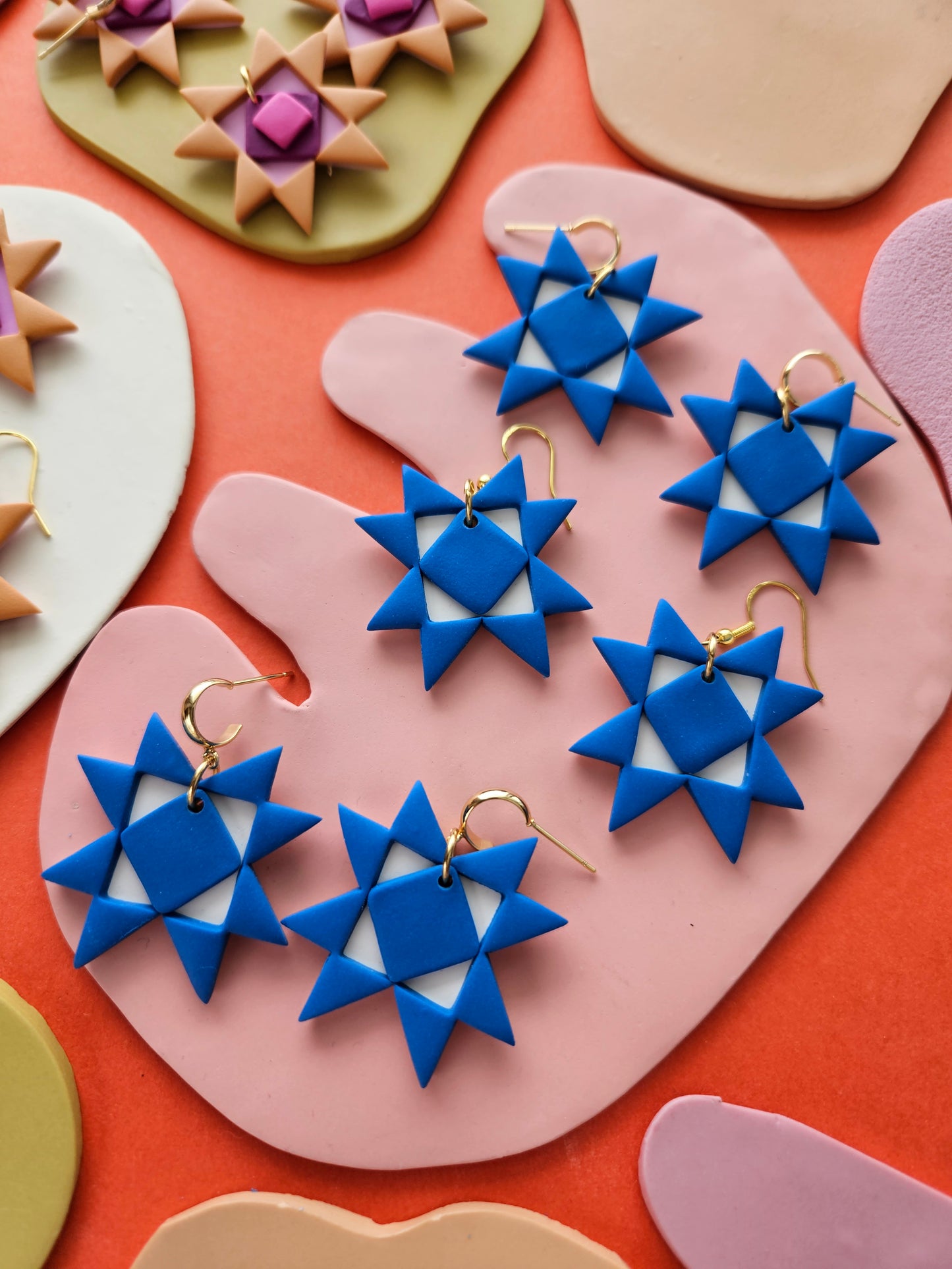 "The Lisa" Quilted Star Patchwork Polymer Clay Earring // Lisa Congdon Collection