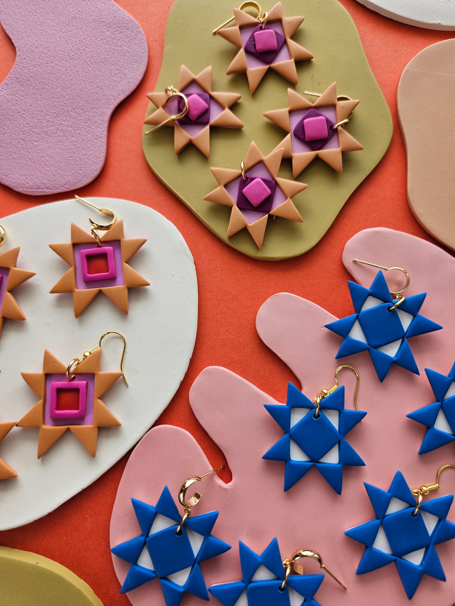 "The Lisa" Quilted Star Patchwork Polymer Clay Earring // Lisa Congdon Collection