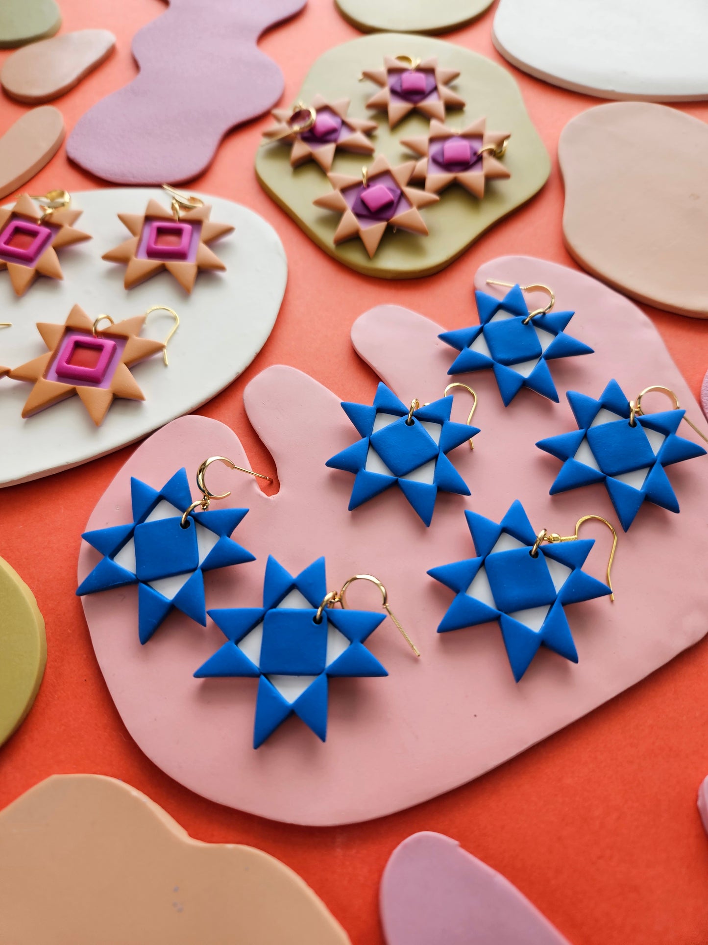 "The Lisa" Quilted Star Patchwork Polymer Clay Earring // Lisa Congdon Collection